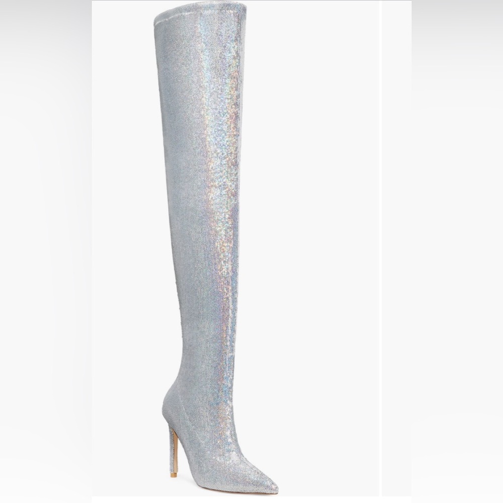 Stuart Weitzman Ultrastuart OTK Iridescent sequin boots 7